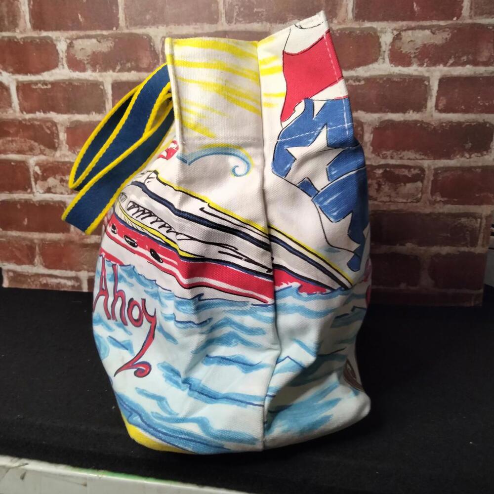 Brighton Chic Ahoy Canvas Tote Bag Summer Beach Shoulder Purse - Picture 3 of 8